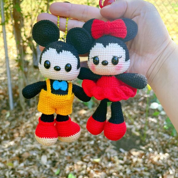 Mickey Minnie Crochet Keychain Set | Handmade Amigurumi Mickey Minnie Plush - Picture 9 of 9